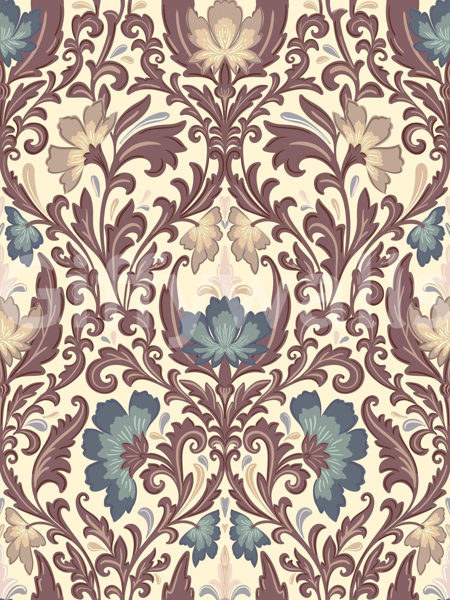 Victorian Antique Floral Flourish wall art sophisticated pattern.