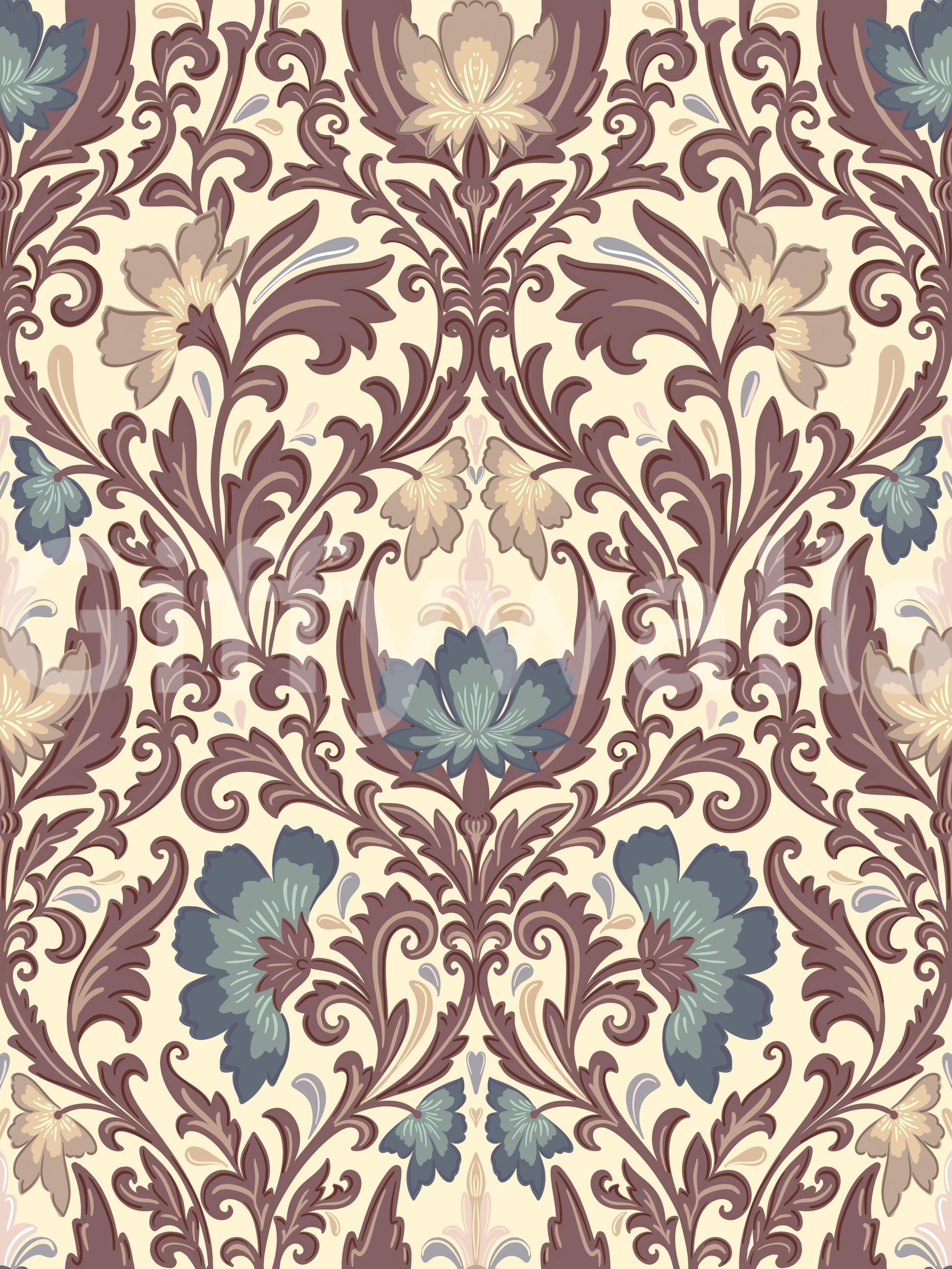 Victorian Antique Floral Flourish wall art sophisticated pattern.