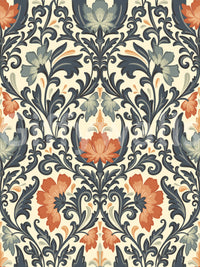 Custom wall covering, Timeless Floral Opulence product, dramatic color palette.