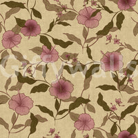 Inviting Faded Tropical Floral display, textured linen look home wall mural.