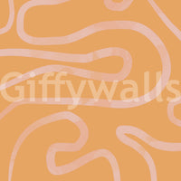 Modern aesthetic simple line wall mural soothing peach decoration.