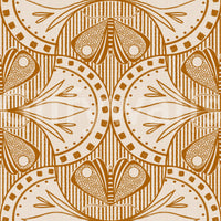 Orange Art Nouveau Butterfly Floral repeating pattern rich colors.