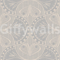 Classic period wallpaper for walls, gentle curving geometry, elaborate grey tone.