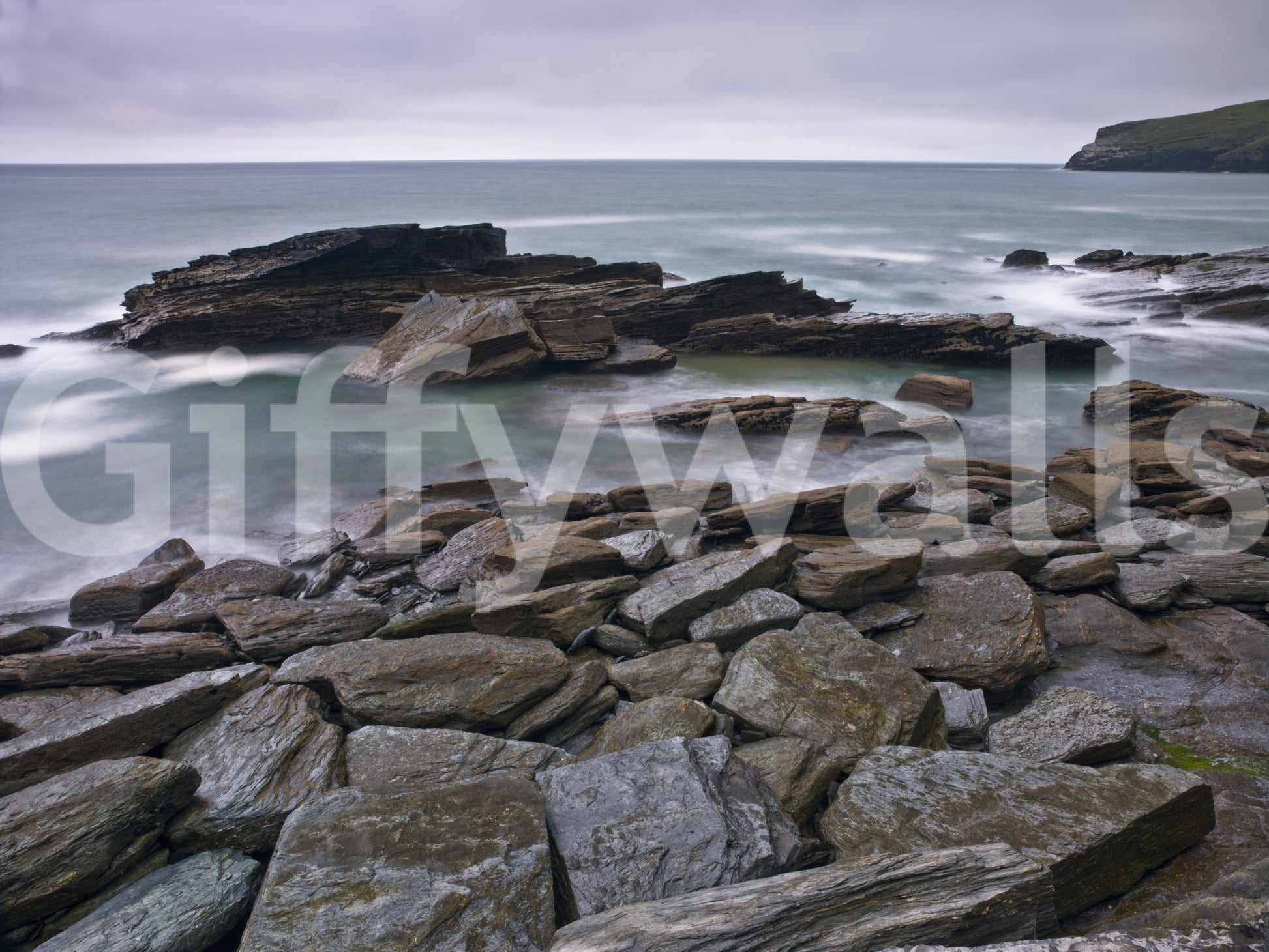 Nature photo Trebarwith Strand stone effect mural