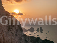 Gorgeous Sunrise Cliffs wall hanging; dramatic vertical cliff face texture.