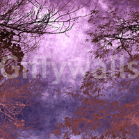 Haunting Purple Woods wall mural winter forest look.