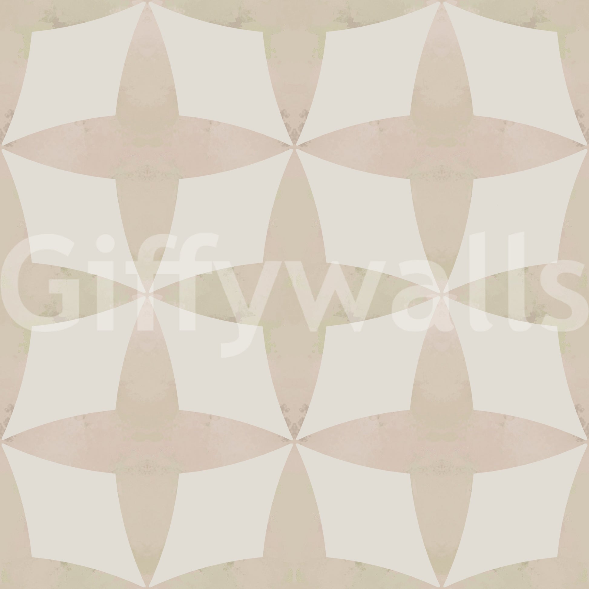 Pale tan and bone geometric wallpaper, sophisticated interior choice.