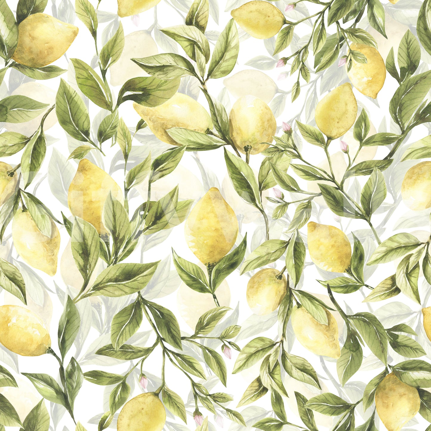 Beautiful Lemon Grove Dreams wall mural serene watercolor style art.