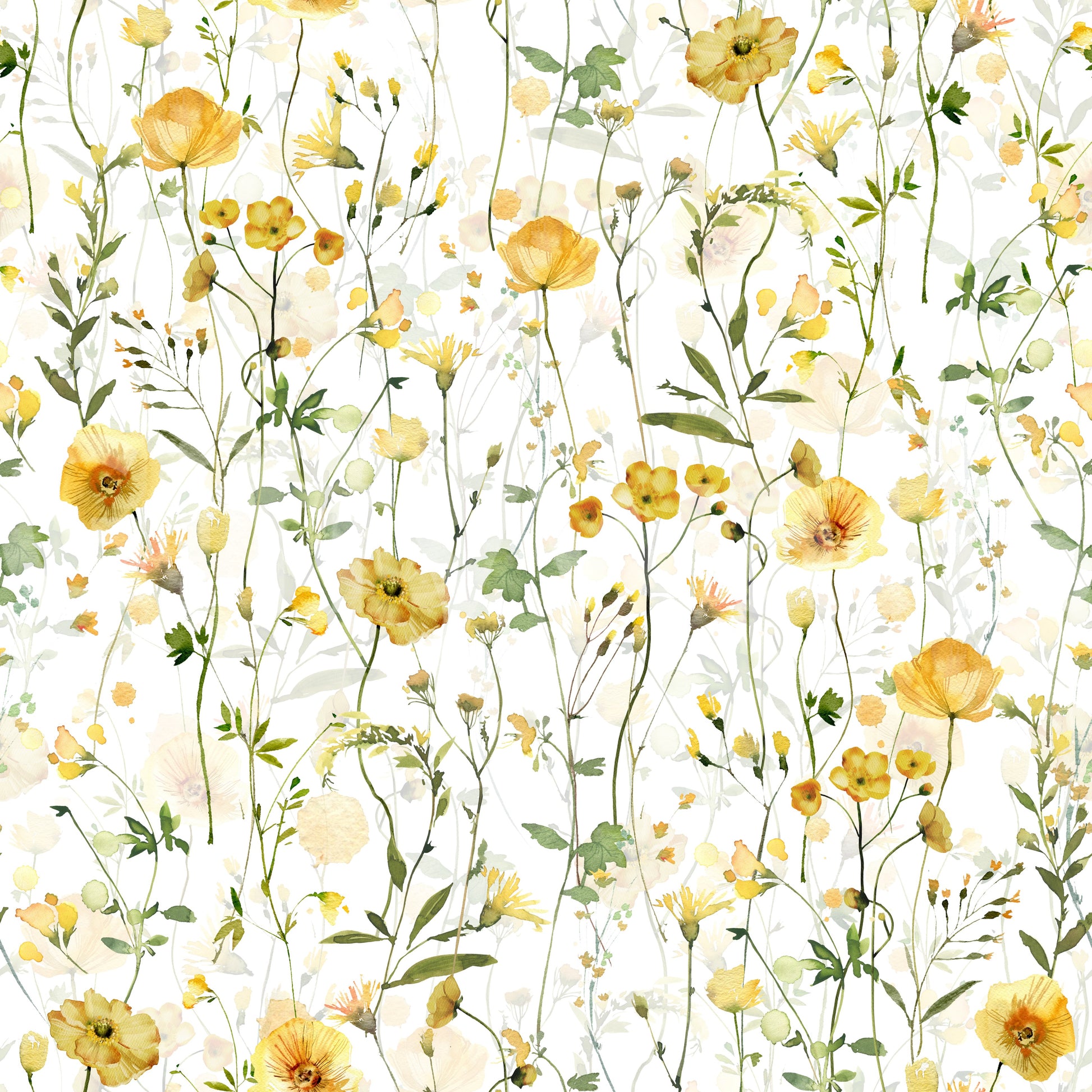 Golden Meadow Blooms, ephemeral wildflower wall decoration for bedrooms.