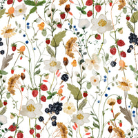 Artistic delicate foliage on Berry Bloom Meadow wallpaper.