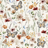 Meadow Butterflies removable wallpaper, elegant insect motif.