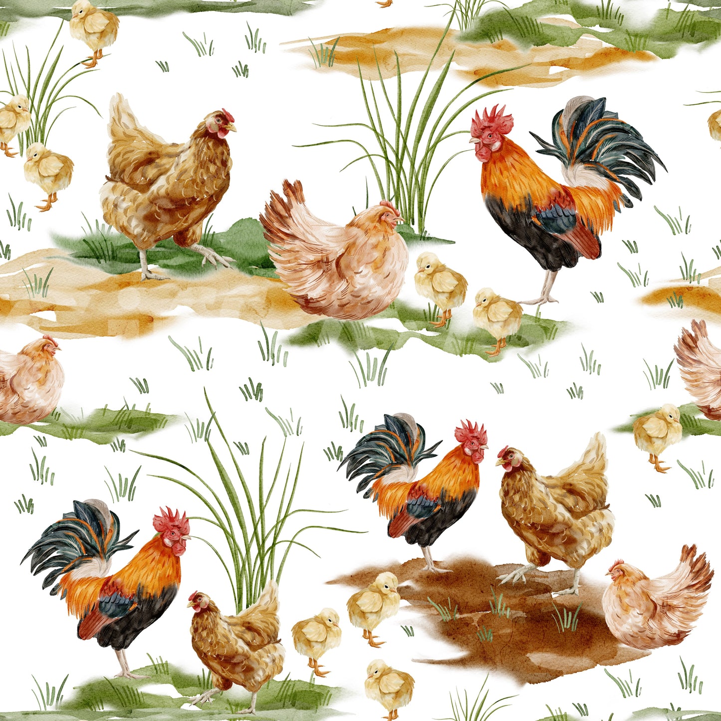 Watercolor Chicken Coop Wallpaper⁠