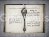 Culinary Antiques wall covering featuring worn book edges and silver details.