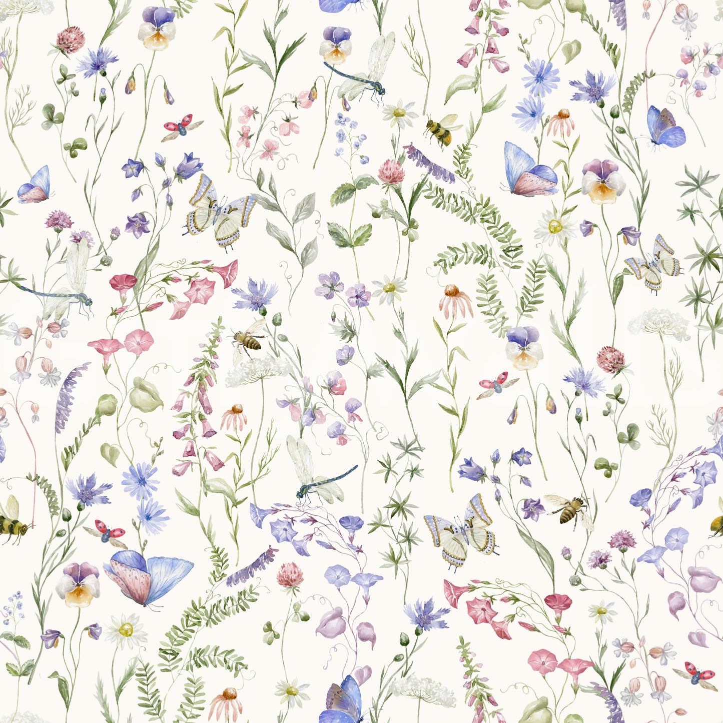 Serene Floral Watercolor Whispers wallpaper for walls illustration.