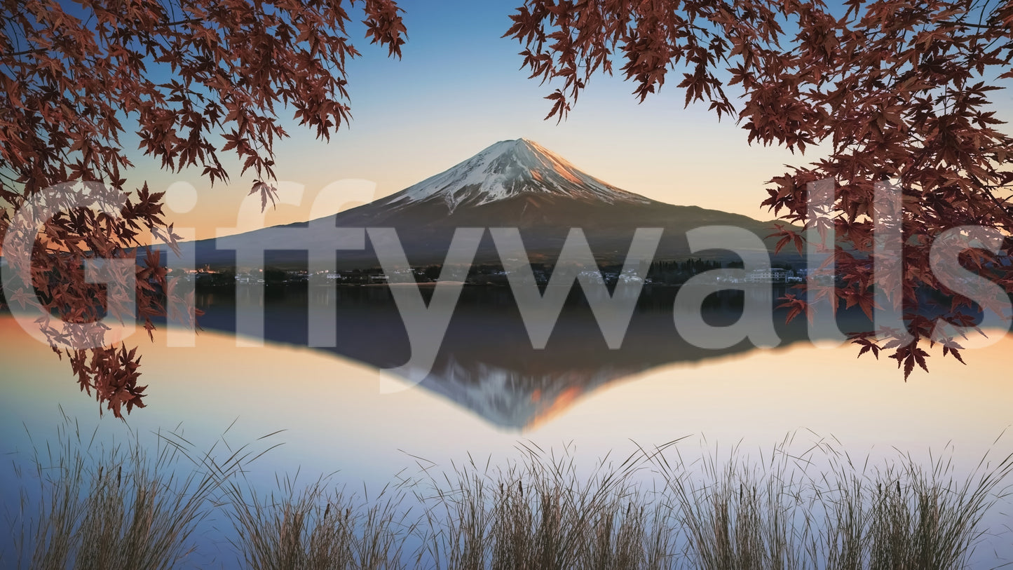 Fuji at Dawn: Autumn View Wall Mural
