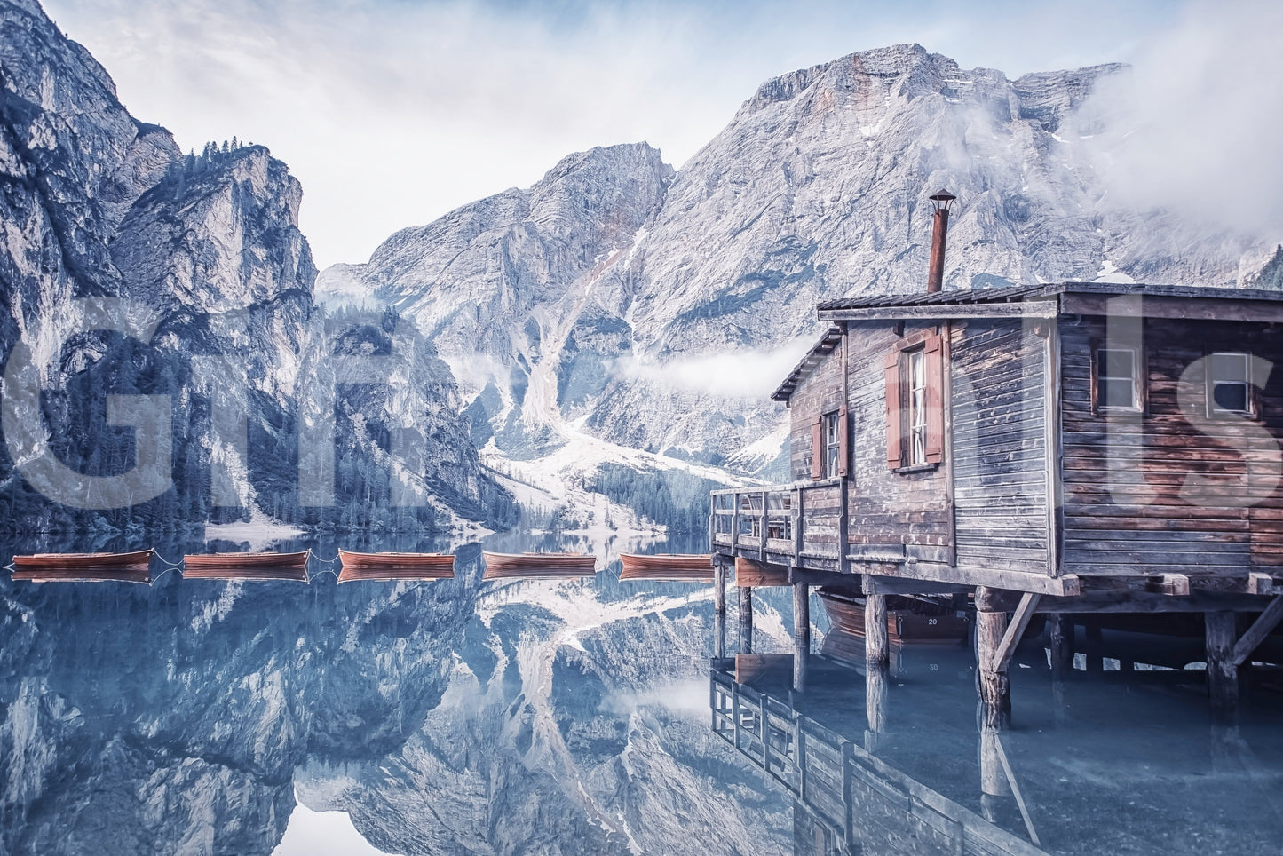 Braies Lake Serenity Wall Mural