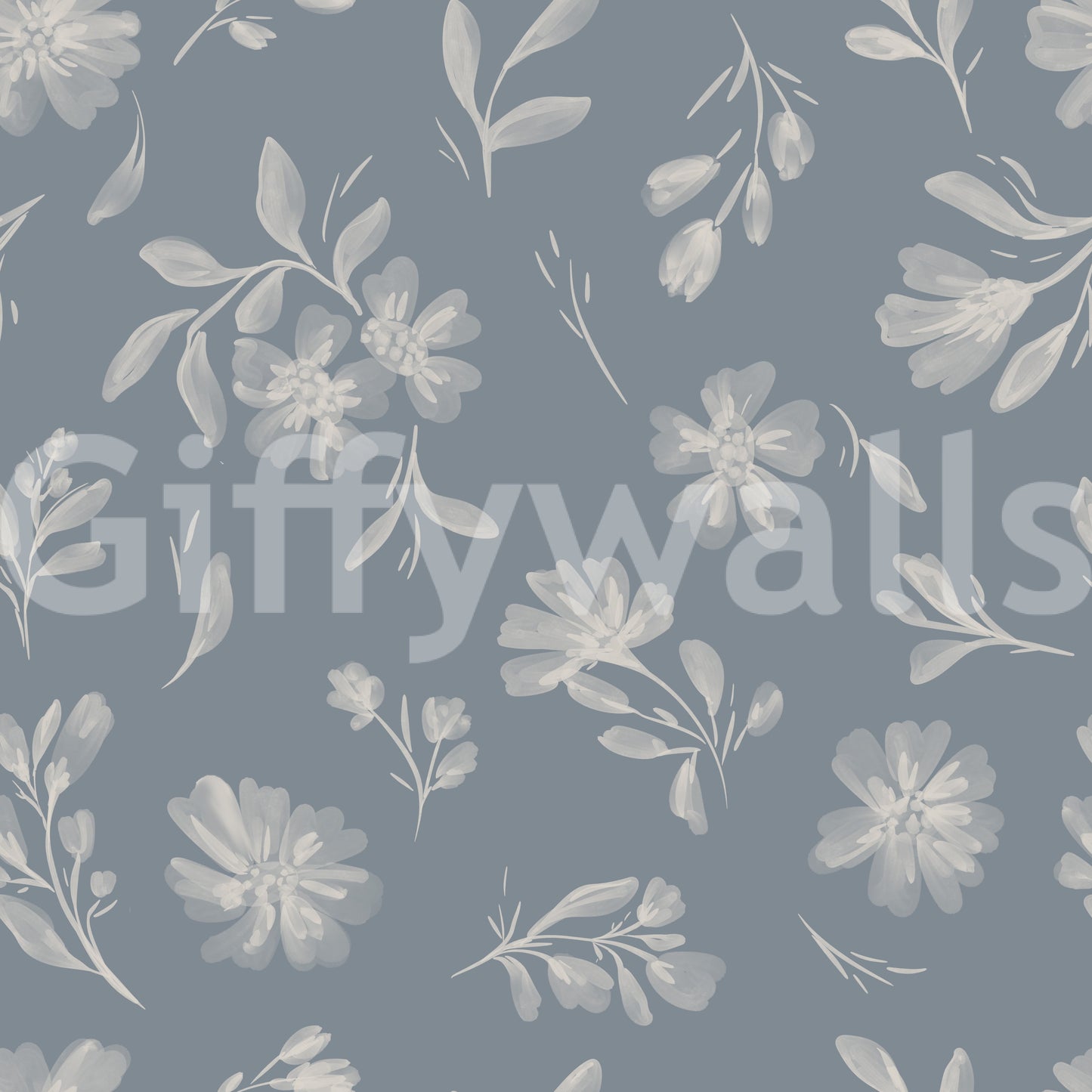 Serene Florals in muted grey Wallpaper⁠