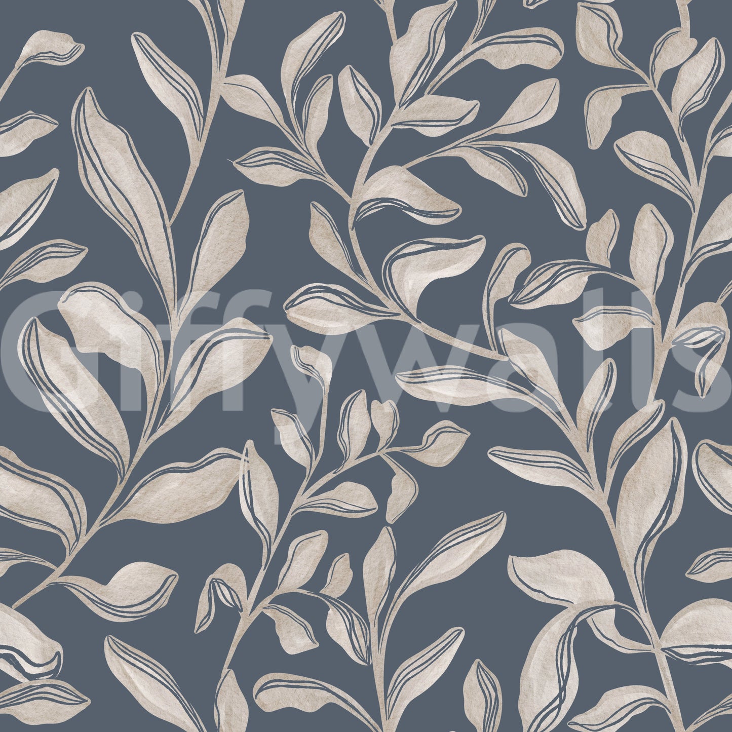 Ethereal Leaves soothing garden motif peel and stick wallpaper.