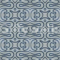 Indigo Flow wallpaper mural featuring dreamy slate-blue wandering lines.