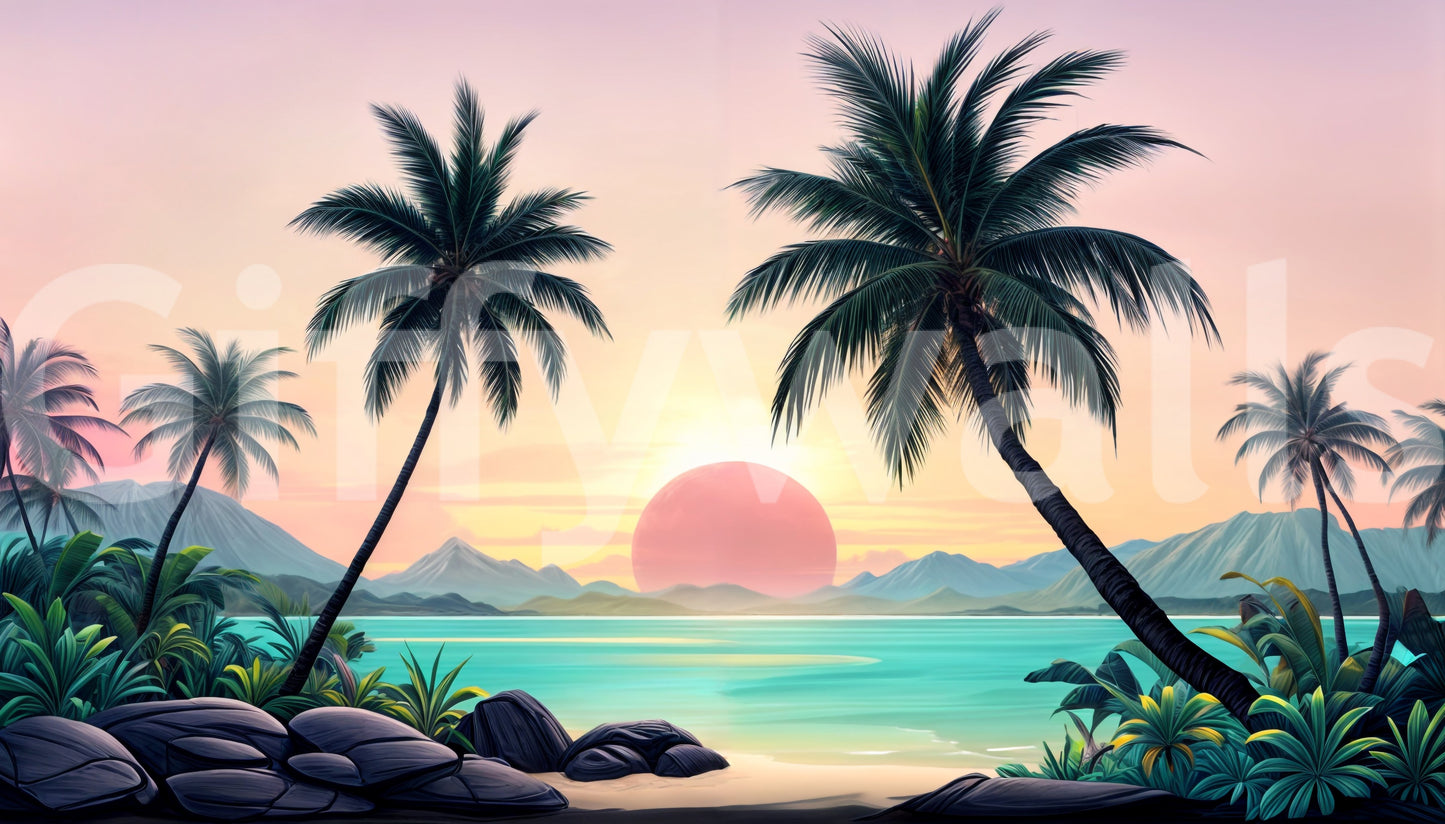 Tropical Sunset Wall Mural