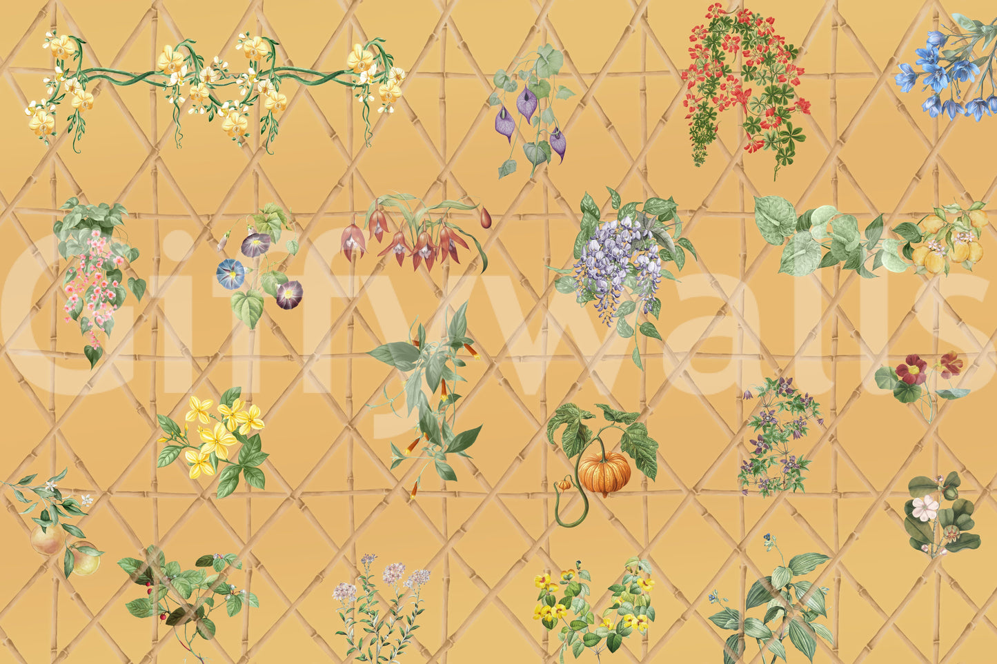 Botanical Lattice Wall Mural