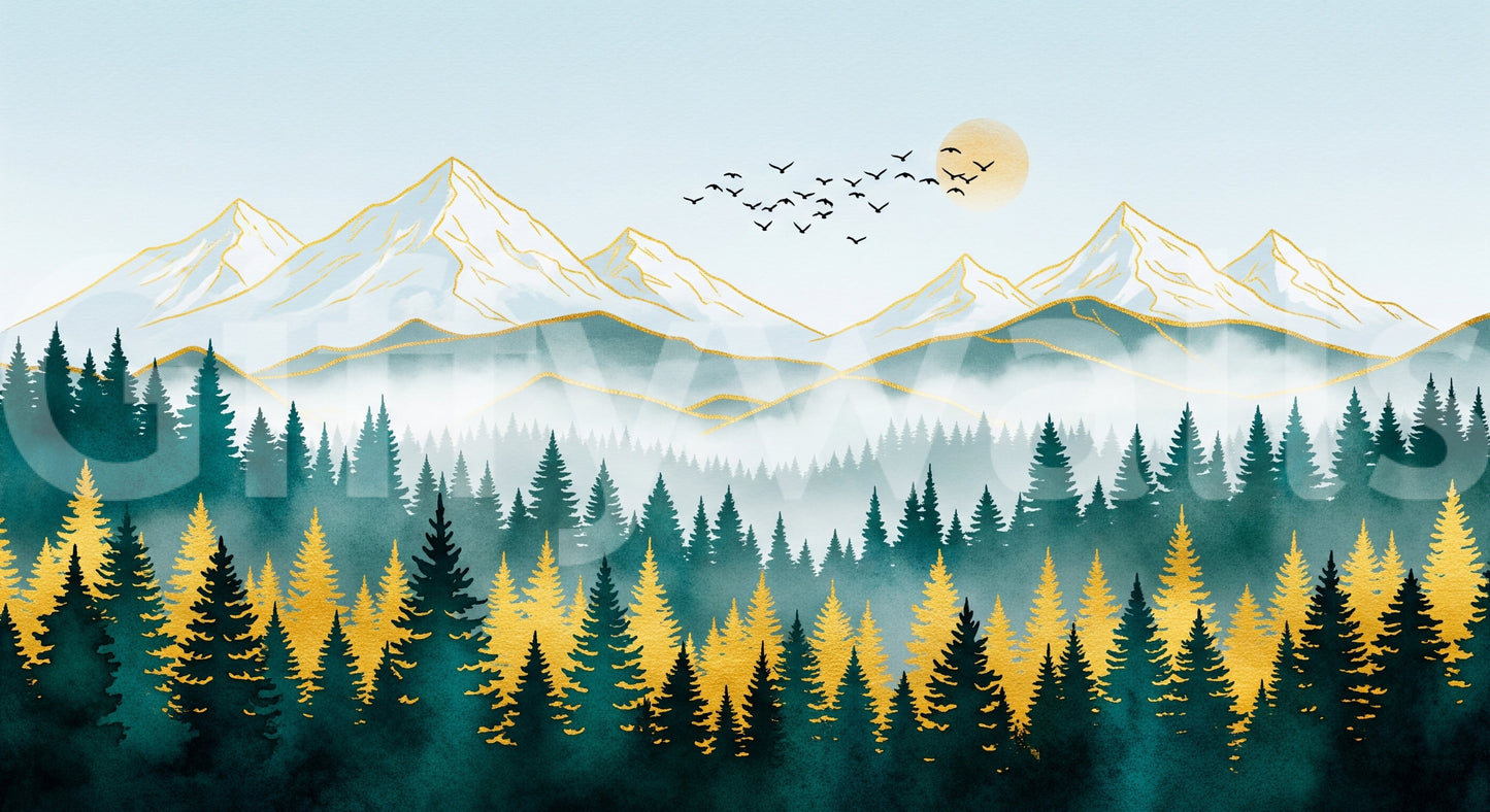 Golden Peaks Wall Mural