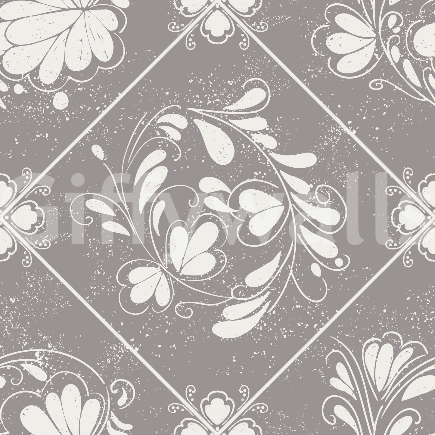 Distressed Floral Tiles Wallpaper⁠