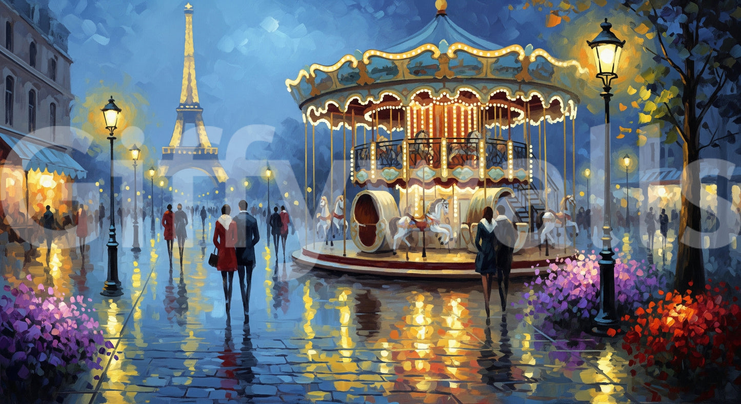 Parisian Carousel Dreams Wall Mural