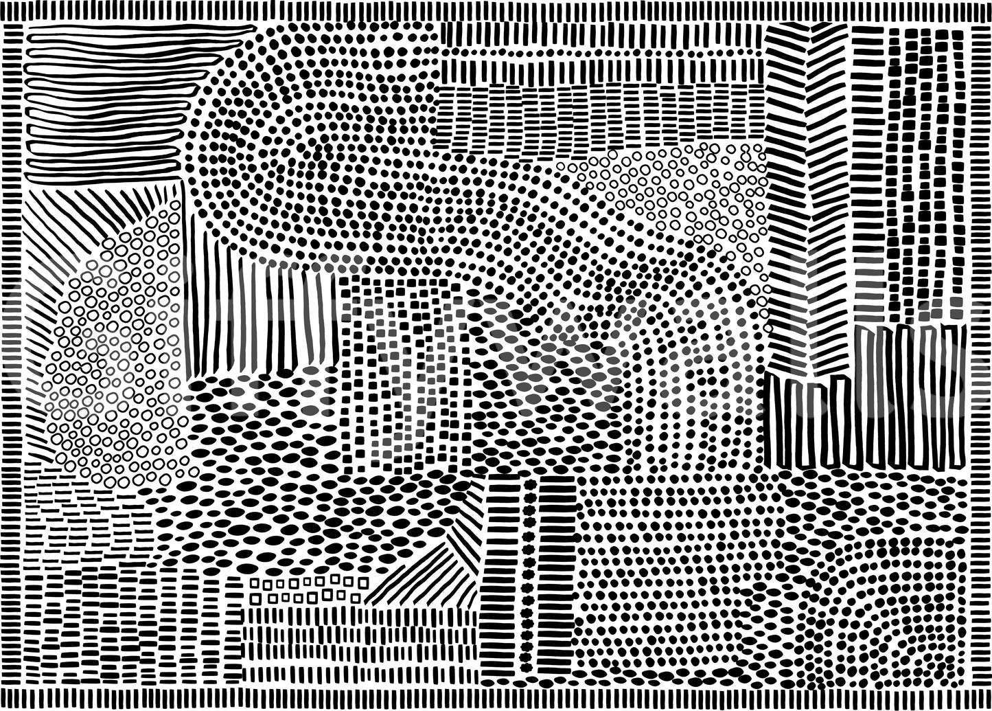 Fresque murale en noir et blanc représentant un labyrinthe