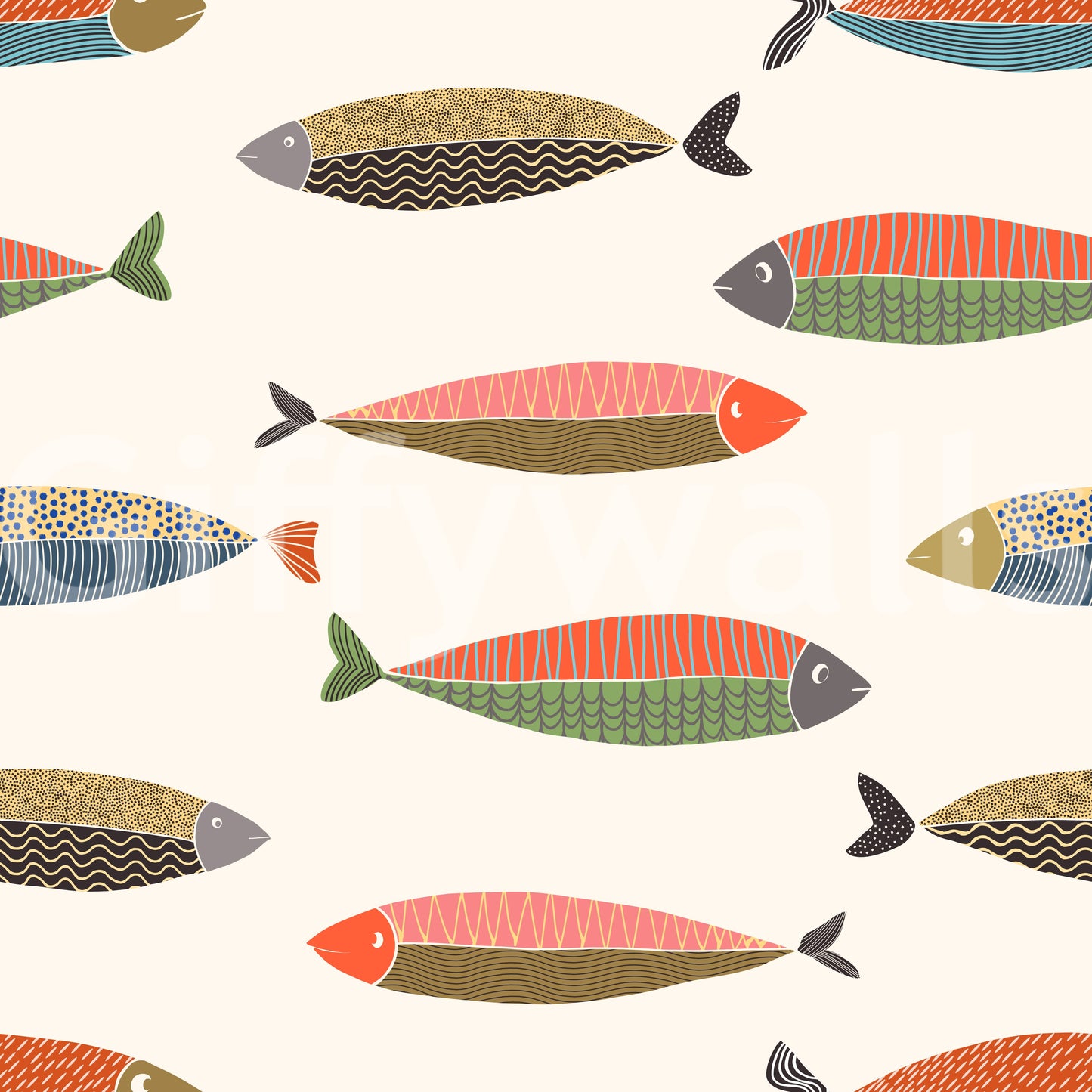 Bunte Fischparade-Tapete