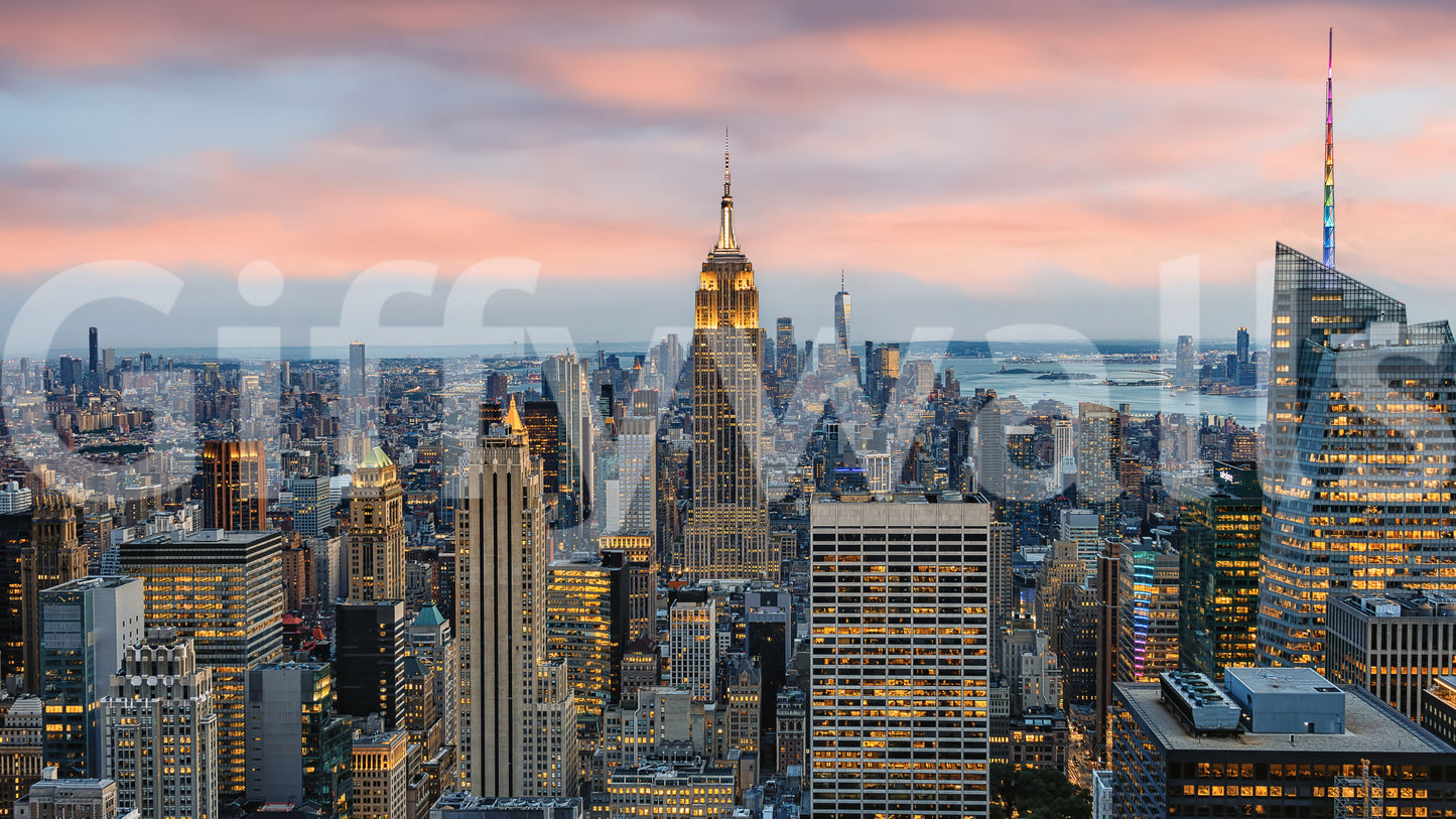 マンハッタンの夜明けの壁画