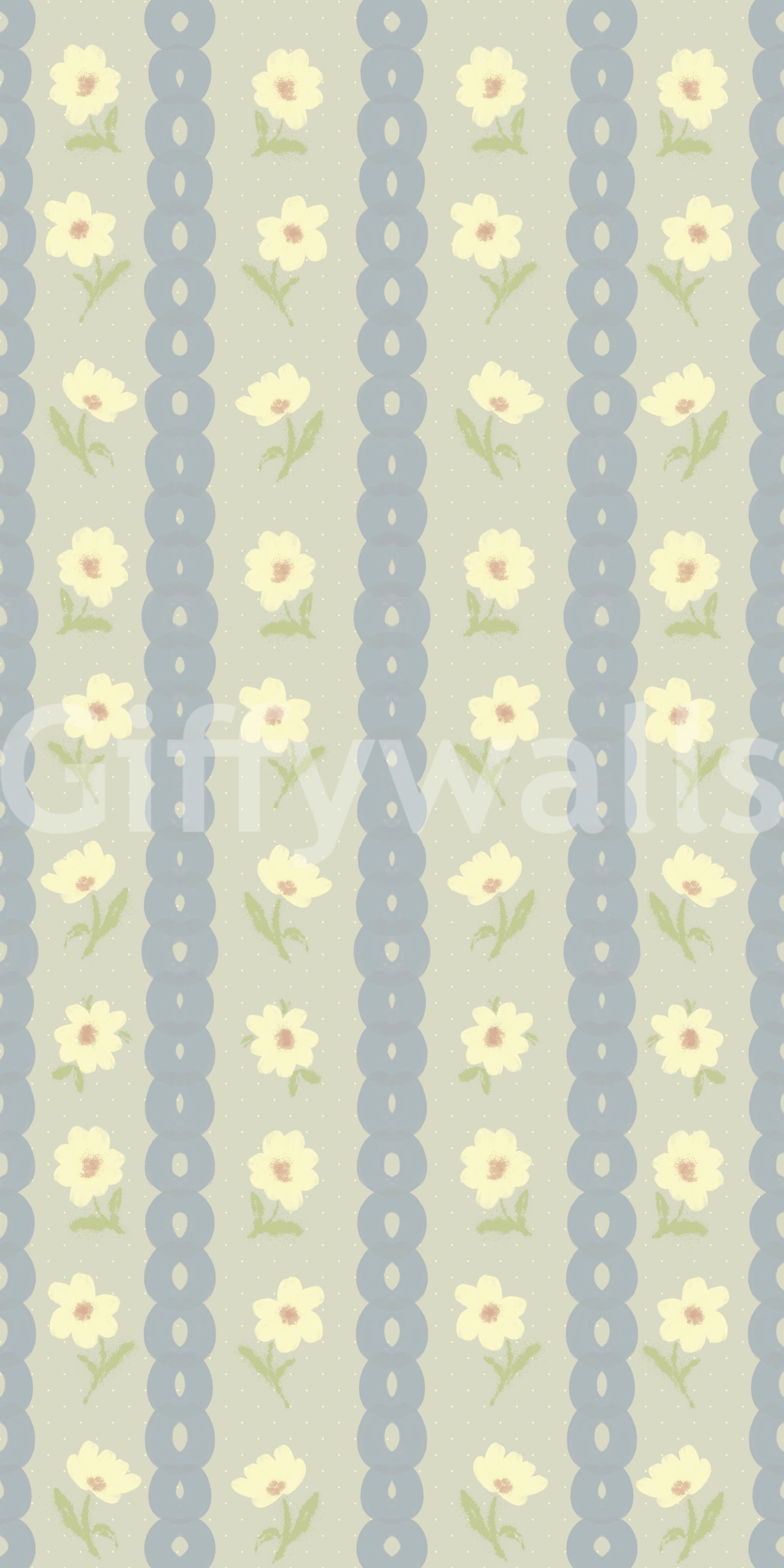 Behang met zachte madeliefjesstrepen