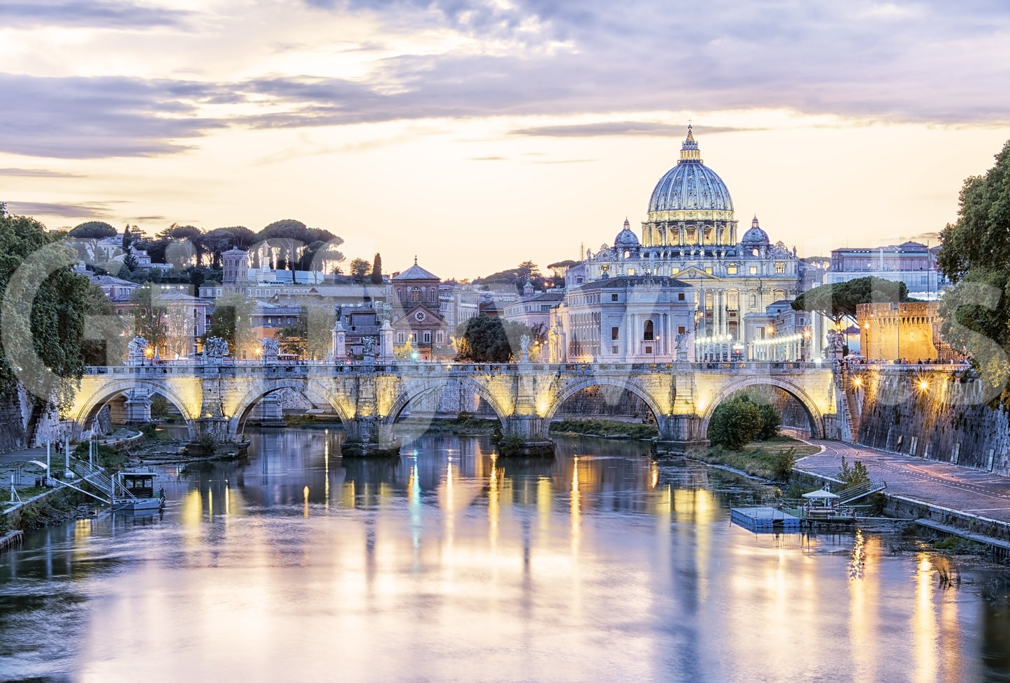 Eviga stadsljus väggmålning