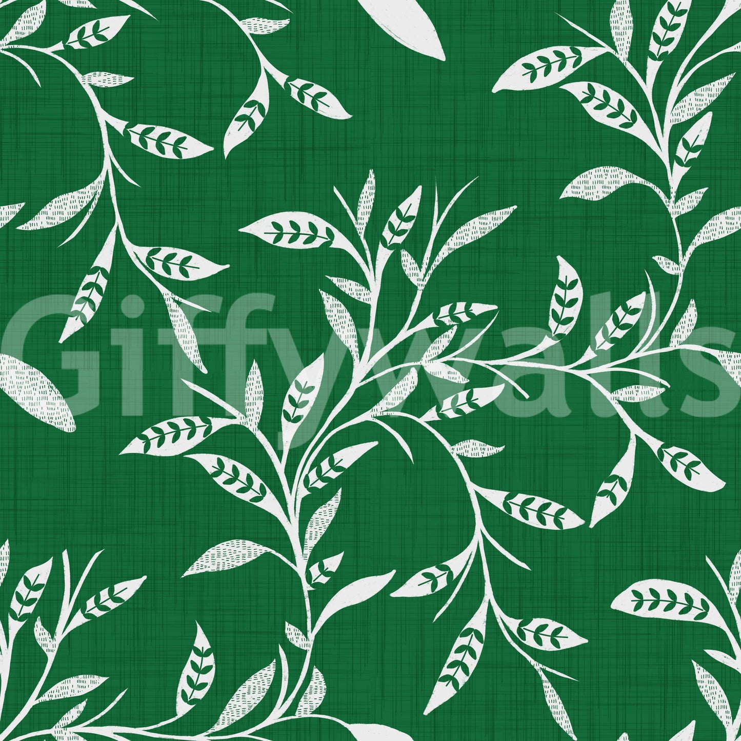 Cozy Scandi Folk Leaf Vine Forest Green - Craft Blender Wallpaper⁠
