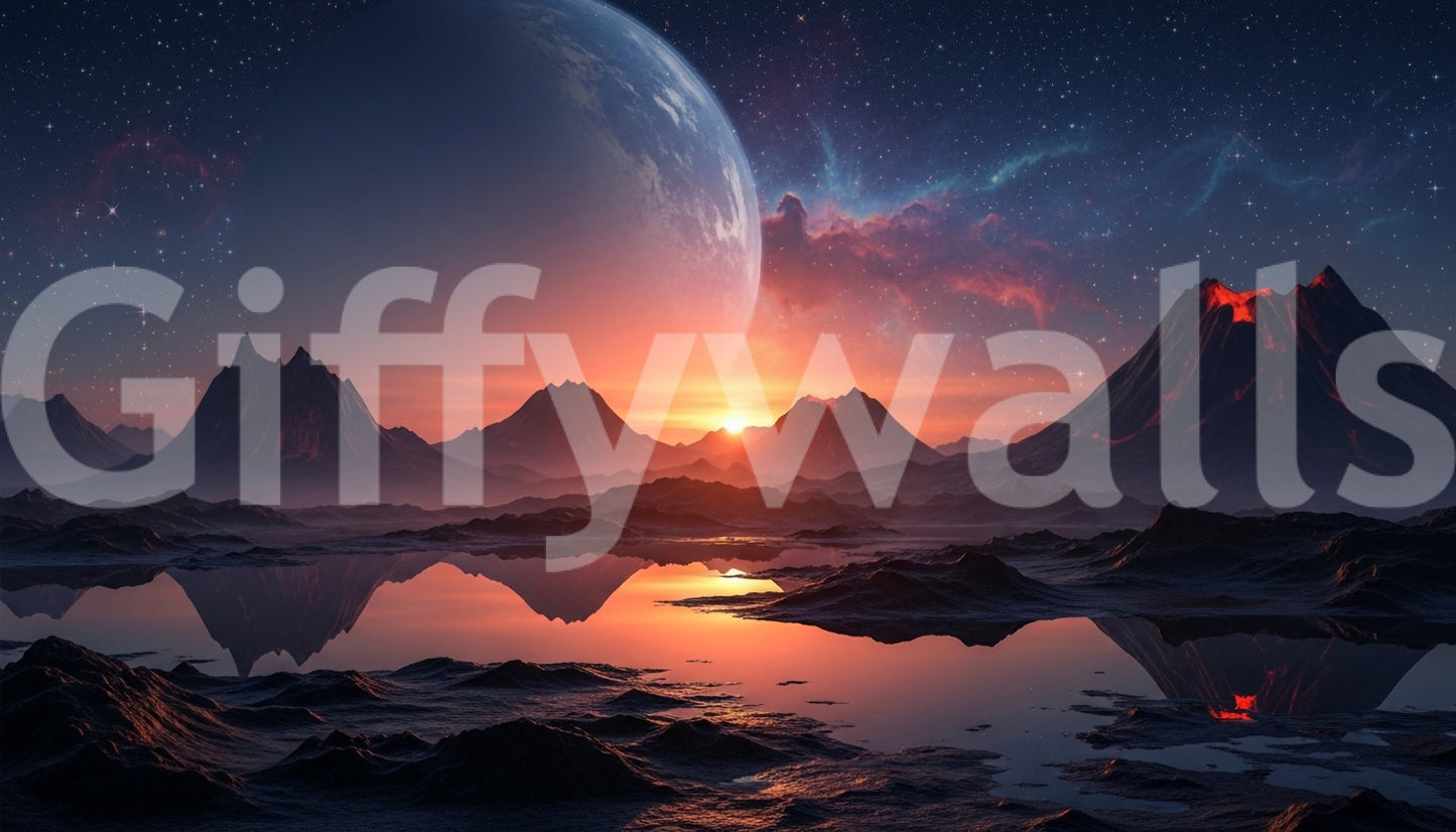 Muurschildering 'Kosmische Schemering'