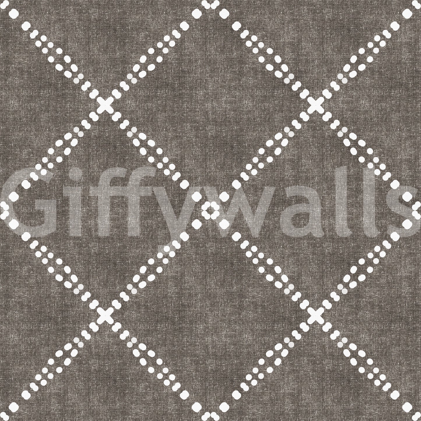 Boho Dotted Trellis Grunge Dark Bark Wallpaper⁠