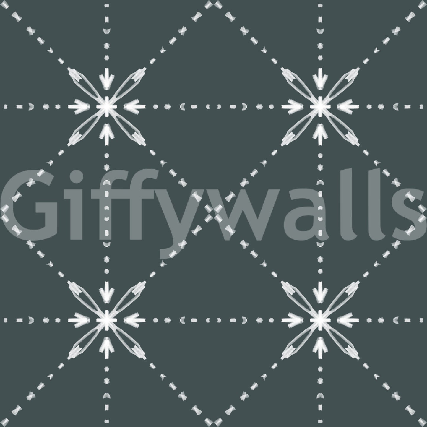 Papier peint Sashiko Hana-Goshi - Broderie florale en treillis sur fond d'espace