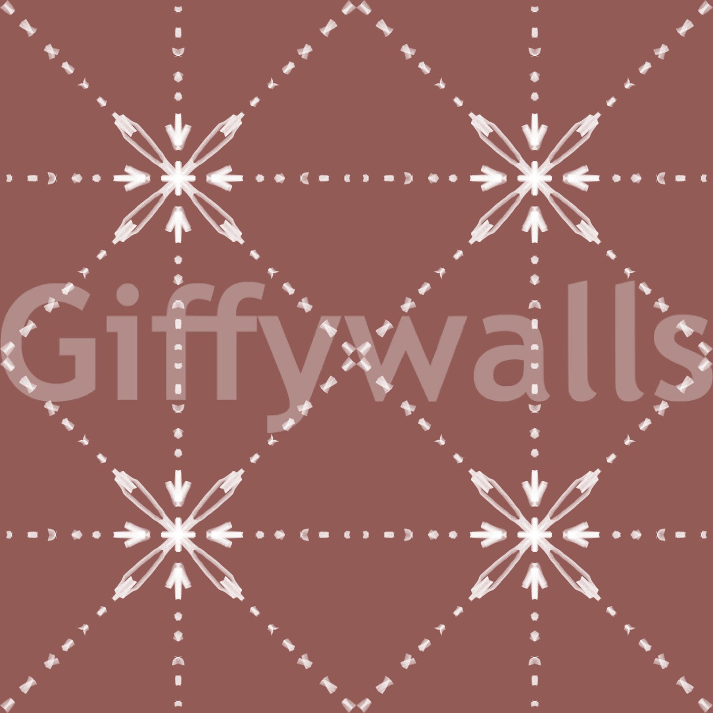 Sashiko Hana-Goshi – Tapeta z motywem kwiatów w kratkę na terakotowej tapecie