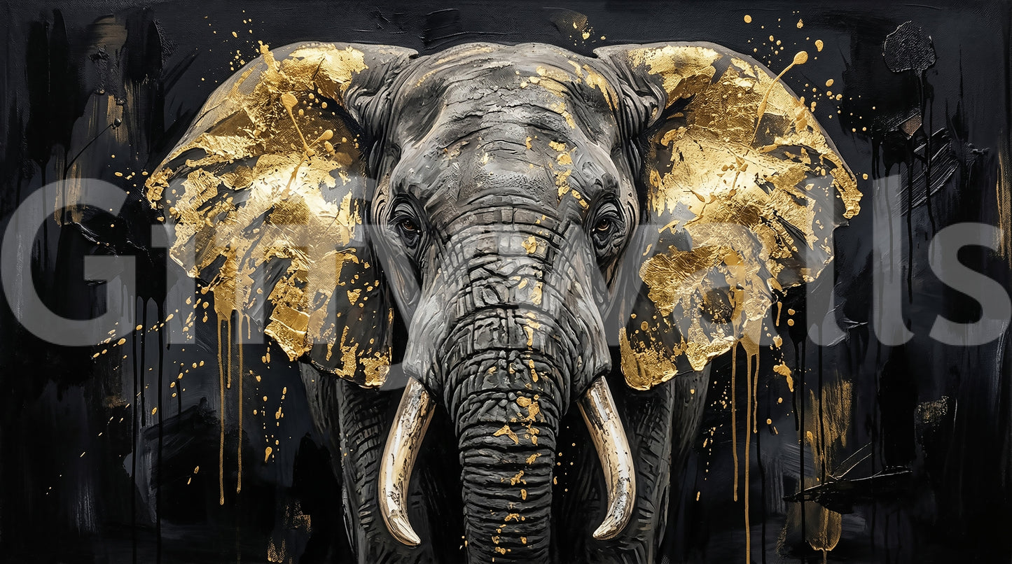 Mural de pared "Grandeza del elefante dorado"