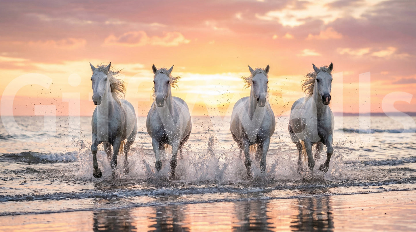 Wild Horses, Golden Shore Wall Mural