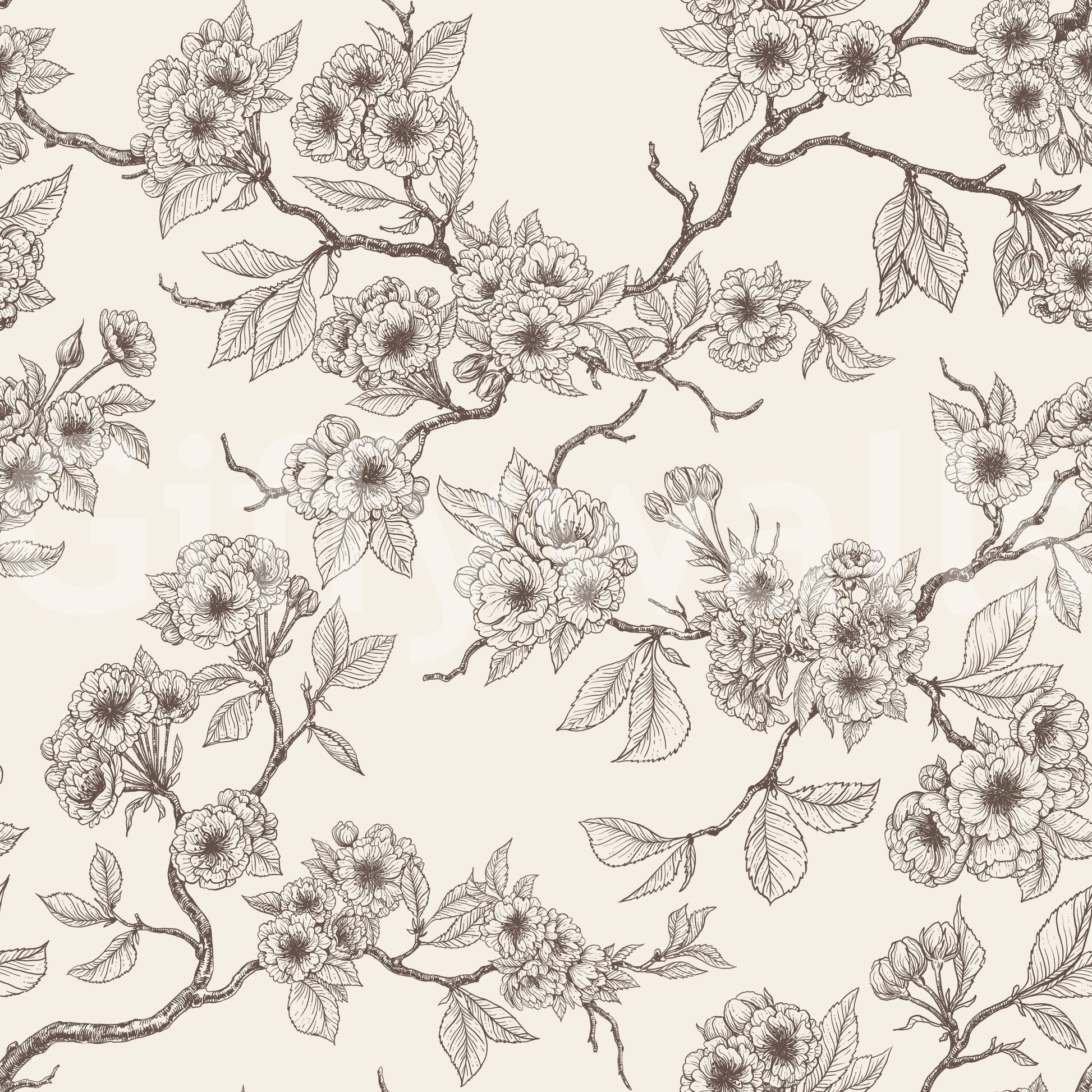 Cherry Blossom Branches wallpaper with repeated botanical pattern