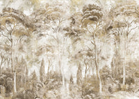 Antique Woodland Landscape wall mural with muted natural composition
