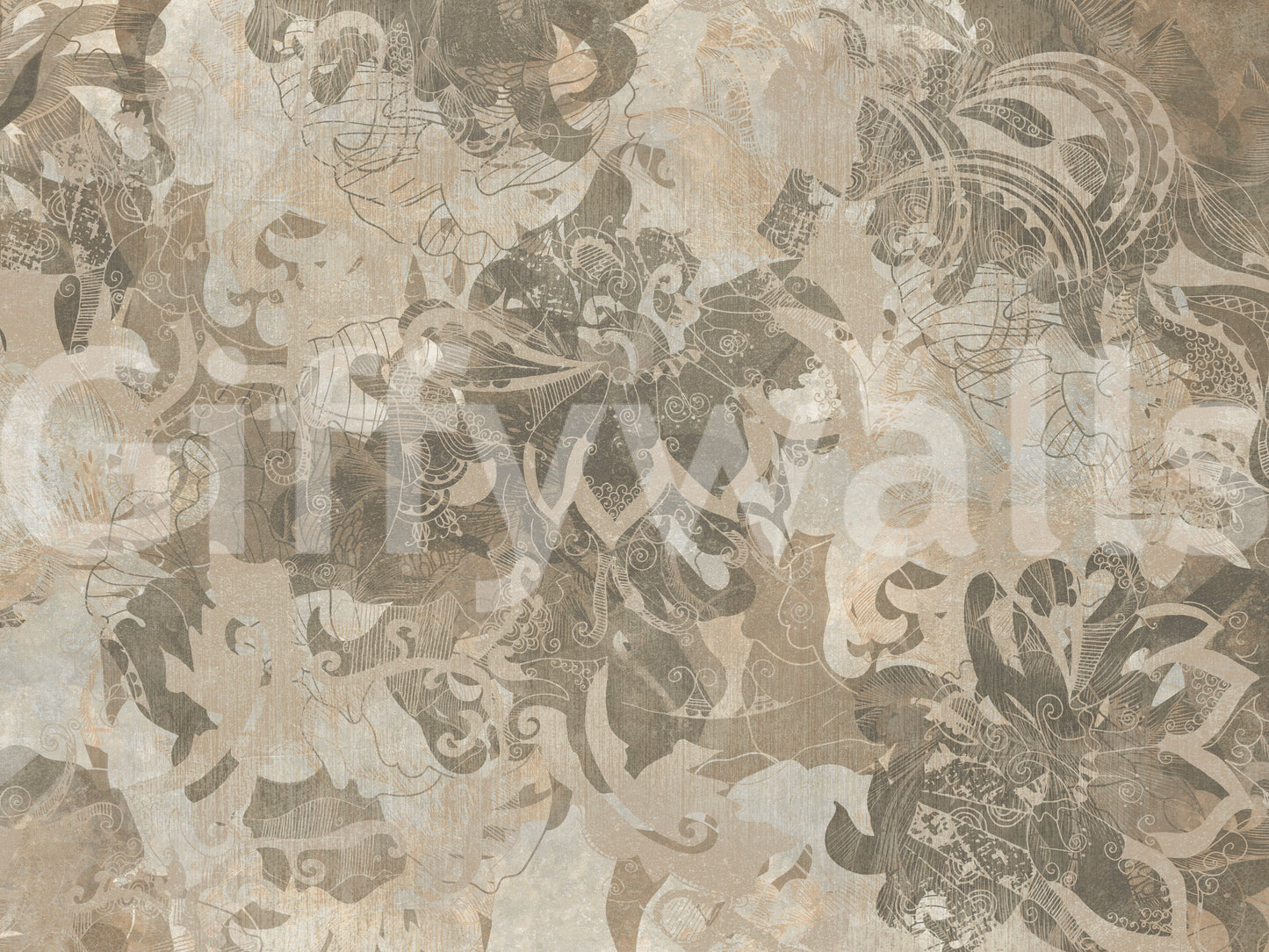 Minimal tone mural featuring Organic Earth Tapestry organic pattern style