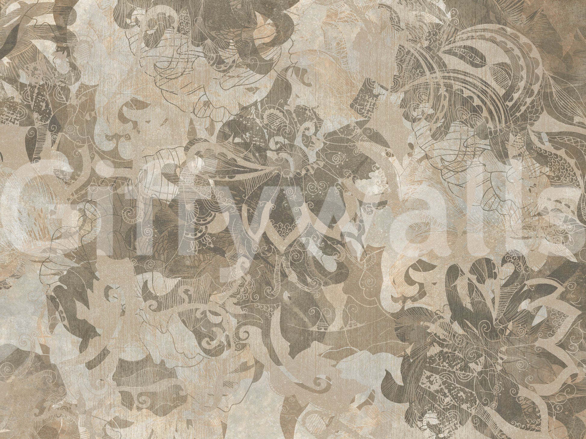 Minimal tone mural featuring Organic Earth Tapestry organic pattern style