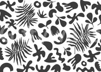 Modern Abstract Organic Foliage mural with crisp contrast detail