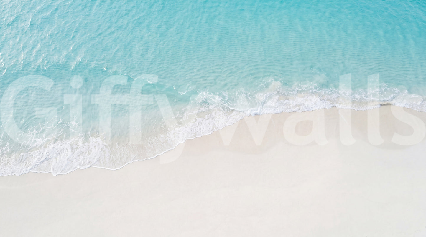 Aqua shoreline wall mural featuring Coastal Serenity ocean detail