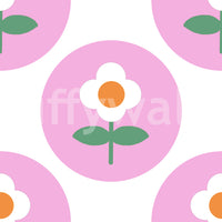 Playful daisy artwork on Retro Daisy Circles wallpaper layout
