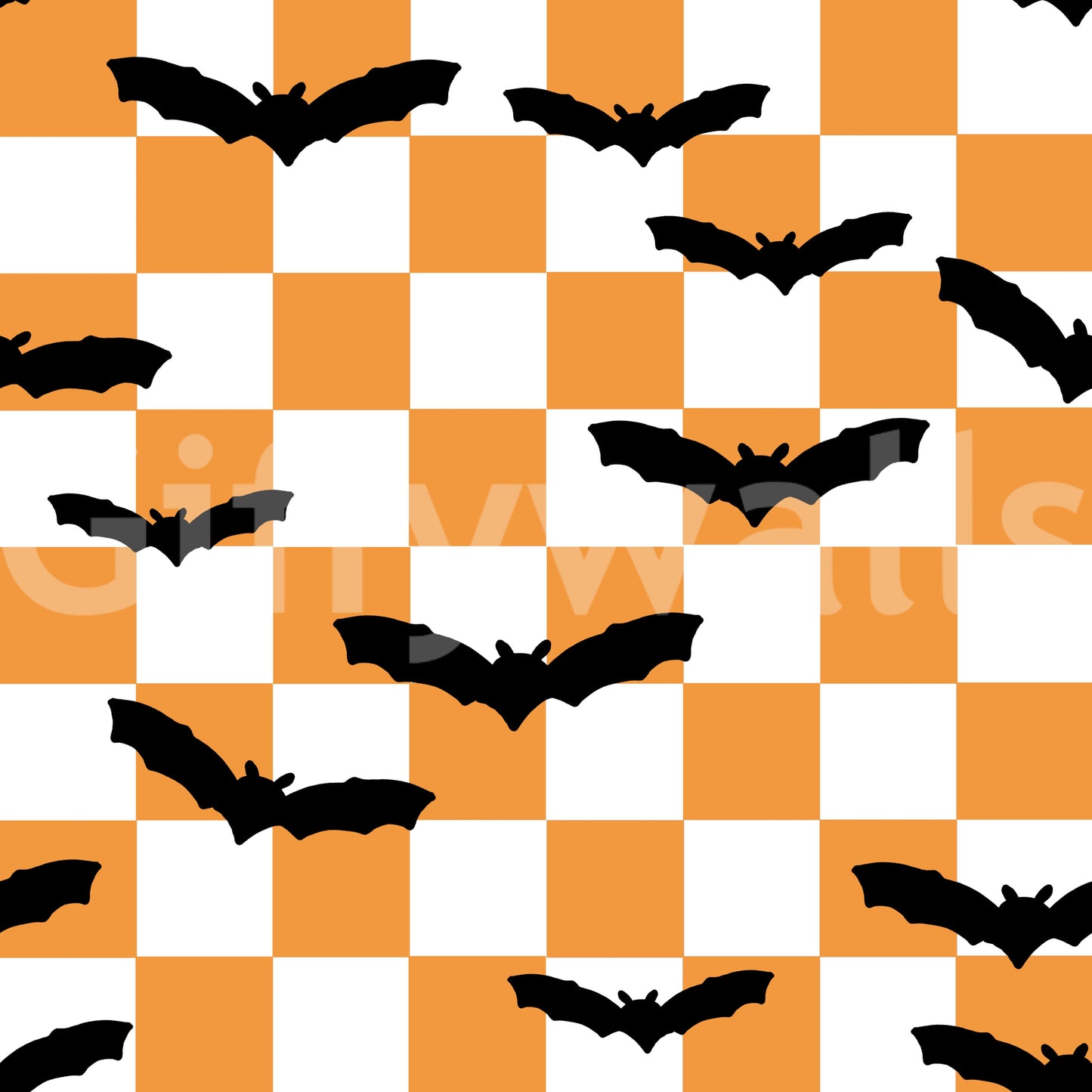 Repeating Spooky Checkerboard Bats Wallpaper with scattered bat silhouettes