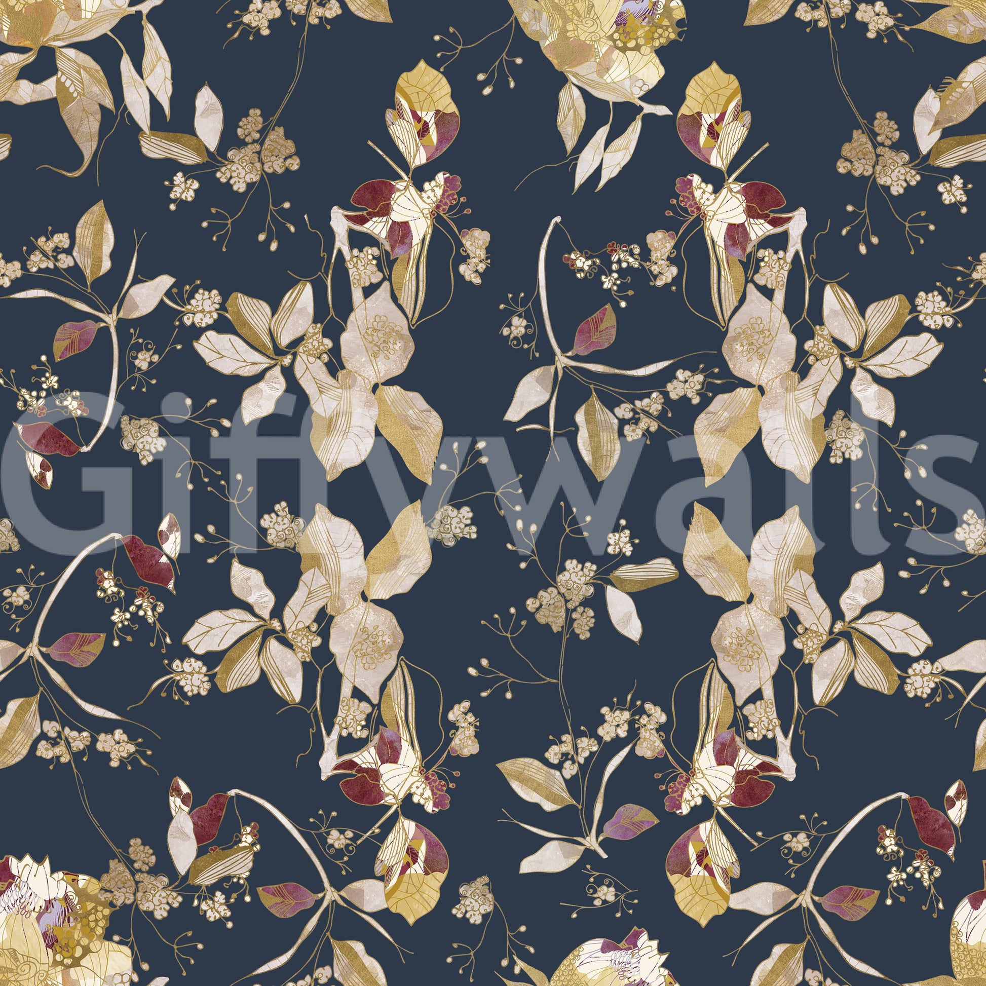 Light floral accents define this green floral wallpaper with natural rhythm