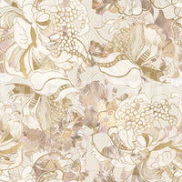 Warm beige base holds golden petal outlines across Blush Peony wallpaper.